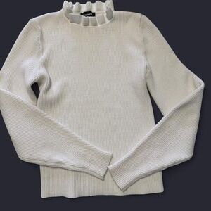 Express White‎ Ruffle Mock-Neck Sweater – XS